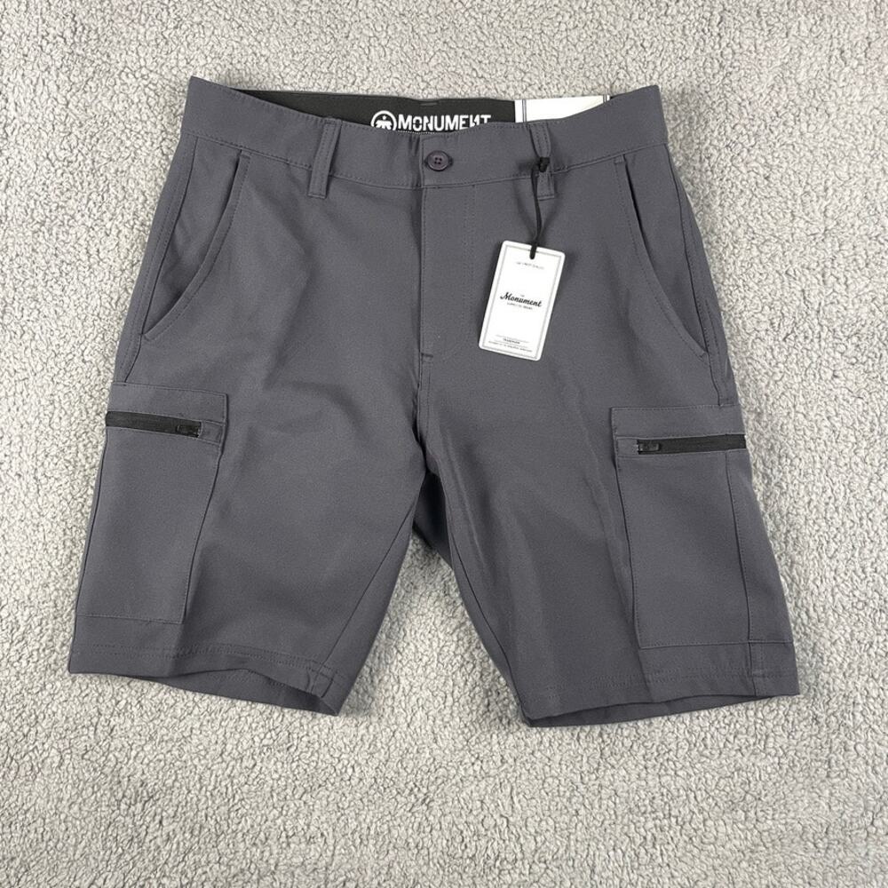 Monument Men's Sz 30 Black Polyester Spandex 9" Inseam Cargo Tech Shorts